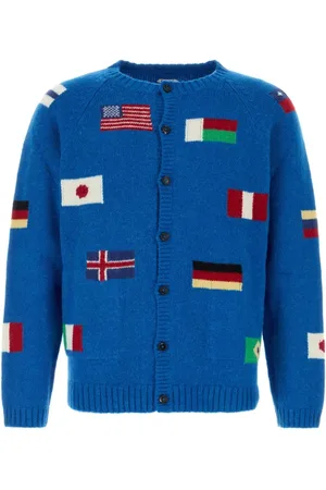 BODE Swetry, Mężczyzna, Niebieski, M, Niebieski Sweter Z Alpakią Round-the-World