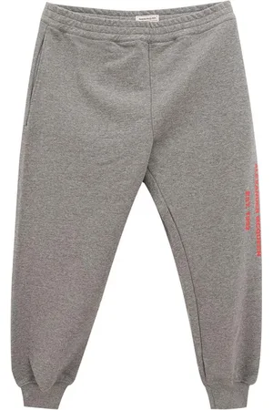 Alexander McQueen Spodnie, Kobieta, Szary, S, Spodnie z nadrukiem loga z bawełny
