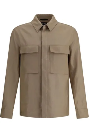 Ermenegildo Zegna Kurtki, Mężczyzna, Beżowy, XL, Kurtka lniana