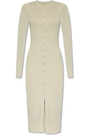 Maison Margiela Sukienki, Kobieta, Szary, S, Bawełna, Sukienka Polo z Długim Rękawem