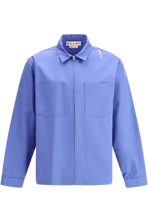 Marni Koszule, Mężczyzna, Niebieski, M, Denim, Denim Koszula z Zamkiem Nowoczesny Design