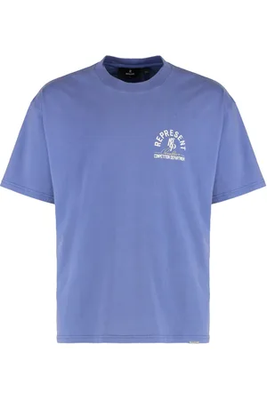 Represent Koszulki, Mężczyzna, Fioletowy, M, Żakardowy Bawełniany T-shirt z okrągłym dekoltem