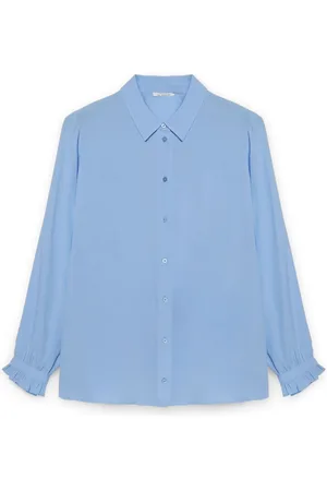 Fiorella rubino Bluzki, Kobieta, Niebieski, 3XL, Len, Koszula z Lenzing™ Ecovero™ Wiskozy
