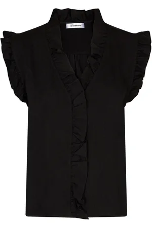 Co`Couture Bluzki, Kobieta, Czarny, XS, Kobiecy Frill Top Czarny