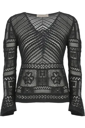 D.EXTERIOR Swetry, Kobieta, Czarny, XS, Czarny sweter z dekoracyjnymi detalami
