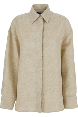 Jacquemus Bluzki, Kobieta, Beżowy, S, Pasadena Beżowa Koszula lniana