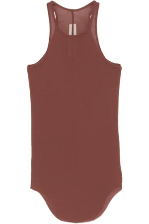 Rick Owens Koszulki, Kobieta, brązowy, XS, Bawełna, Prążkowany Top na Ramiączkach