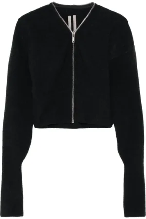 Rick Owens Swetry, Kobieta, Czarny, L, Dzianinowa kurtka Batwing