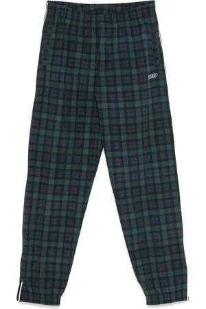MARTINE ROSE Spodnie, Mężczyzna, Zielony, S, Czarna Spodnie z Nadrukiem Tartan