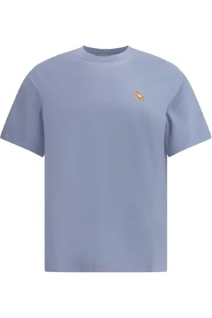 Maison Kitsuné Koszulki, Mężczyzna, Niebieski, M, Koszulka z logo z bawełny