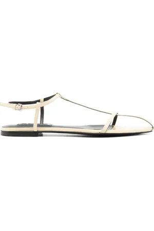 Jil Sander Buty, Kobieta, Beżowy, 38 EU, Skóra, Beżowe sandały klatkowe