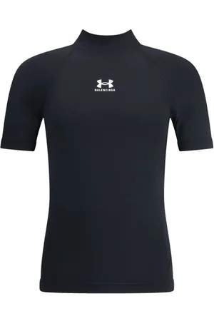 Balenciaga Koszulki, Mężczyzna, Czarny, L, Len, T-shirt z wysokim kołnierzem i ikonicznym monogramem