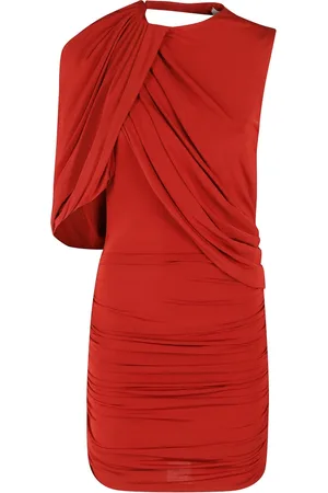 MAGDA BUTRYM Sukienki, Kobieta, Czerwony, S, Czerwona Sukienka z Jerseyu z Drapowanym Detailem