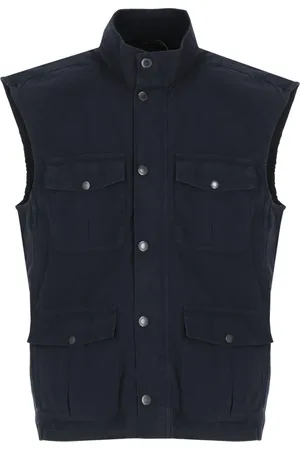 Barbour Kurtki, Mężczyzna, Niebieski, M, Niebieski Bawełniany Kamizelka z Zameczkiem
