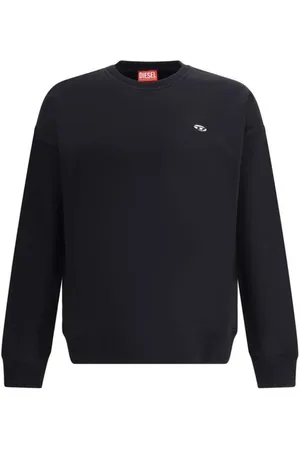 Diesel Bluzy, Mężczyzna, Czarny, L, Ikoniczny Sweter z Owalnym D i Lamówkami