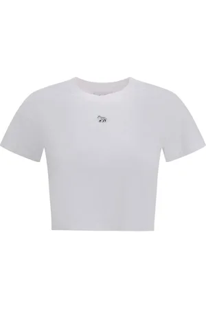 Maison Kitsuné Koszulki, Kobieta, Biały, L, Baby Fox Cropped T-Shirt