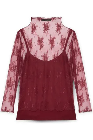 Fiorella rubino Koszulki, Kobieta, Czerwony, XS, T-shirt z koronki