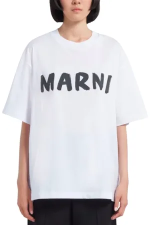 Marni Koszulki, Kobieta, Biały, XS, Koszulka z białym logo