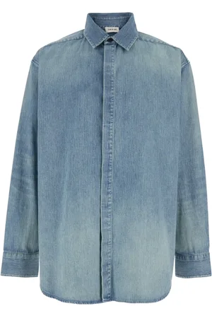 FEAR OF GOD Koszule, Mężczyzna, Niebieski, L, Denim, Koszula z Denimu z Guzikami