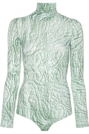 Maison Margiela Koszulki, Kobieta, Zielony, XS, Body z nadrukiem iguany