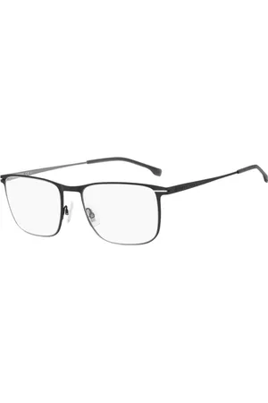 HUGO BOSS Akcesoria, Mężczyzna, Czarny, ONE SIZE, Czarne Metalowe Okulary Prostokątne
