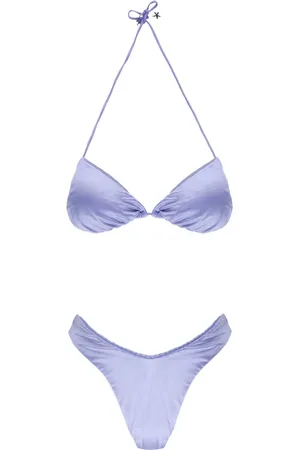 F**K Stroje kąpielowe, Kobieta, Fioletowy, M, Fioletowy Satynowy Bikini Top