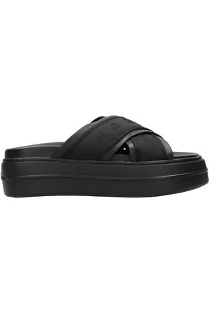 Hogan Buty, Kobieta, Czarny, 41 EU, Czarne skórzane sandały z paskami z logo