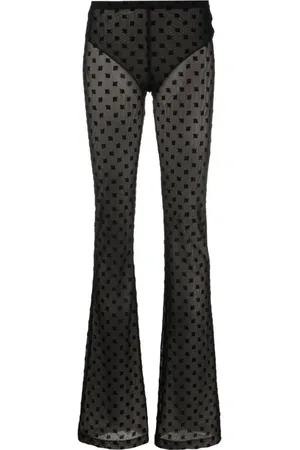 MISBHV Spodnie, Kobieta, Czarny, XS, Czarne Spodnie z Monogramem Mesh