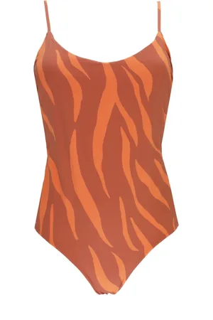 FISICO Stroje kąpielowe, Kobieta, Pomarańczowy, XS, Pomarańczowy Monokini z Szerokim Dekoltem