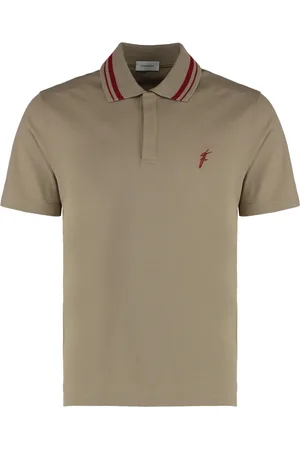 Salvatore Ferragamo Koszulki, Mężczyzna, Beżowy, M, Bawełniany Polo Shirt Z żebrowanym Kołnierzem