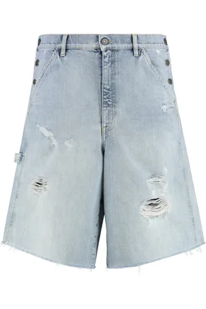 Golden Goose Szorty, Mężczyzna, Niebieski, W30, Denim, Denimowe szorty bermuda z rozcięciami