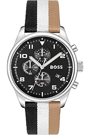 HUGO BOSS Akcesoria, Mężczyzna, Wielobarwność, ONE SIZE, Chronograficzny Zegarek Skórzany ze Stalą Nierdzewną
