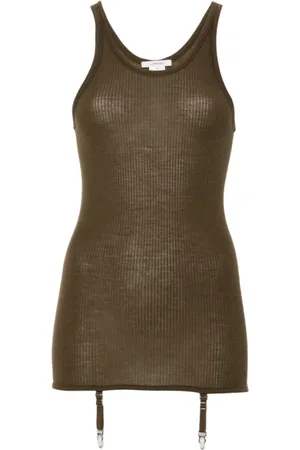 LEMAIRE Koszulki, Kobieta, brązowy, S, Seamless Suspenders Tank Top Havana