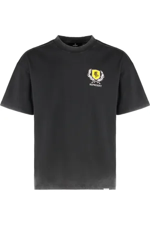 Represent Koszulki, Mężczyzna, Czarny, M, Żakardowy Bawełniany T-shirt z okrągłym dekoltem