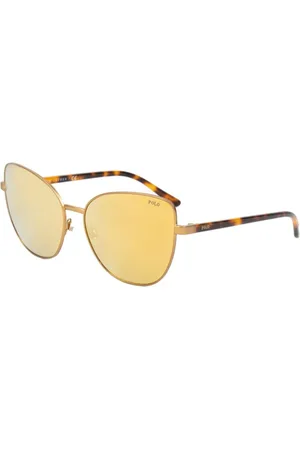 Ralph Lauren Akcesoria, Kobieta, brązowy, ONE SIZE, Brązowe Metalowe Okulary Przeciwsłoneczne z Kategorią 3 Ochrony