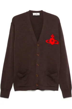 Vivienne Westwood Swetry, Mężczyzna, brązowy, L, Brązowy Sweter Kardigan Moda