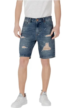 GIANNI LUPO Szorty, Mężczyzna, Niebieski, 2XS, Ripped Effect Cotton Shorts