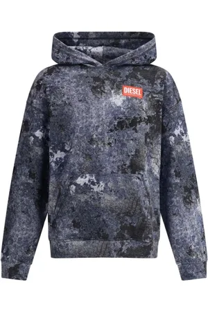 Diesel Bluzy, Mężczyzna, Szary, L, Denim, Urban Hoodie z naszywką monogramową