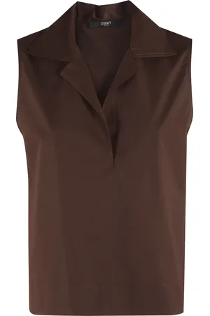 SEVENTY BY SERGIO TEGON Koszulki, Kobieta, brązowy, S, Brązowy Top Polo z Popeliny Stretch