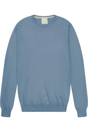 At.p.Co Swetry, Mężczyzna, Niebieski, 2XL, Kaszmir, Lekki niebieski sweter z okrągłym dekoltem