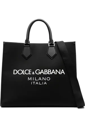 Dolce & Gabbana Torebki, Mężczyzna, Czarny, ONE SIZE, Nylon, Torba na zakupy z nylonu i skórzanymi uchwytami