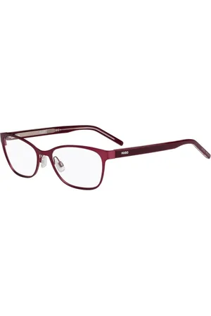 HUGO BOSS Akcesoria, Kobieta, Czerwony, ONE SIZE, Burgundzkie Metalowe Okulary