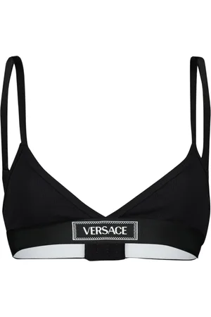 VERSACE Koszulki, Kobieta, Czarny, M, Vintage Logo Czarny Biustonosz Styl lat 90.