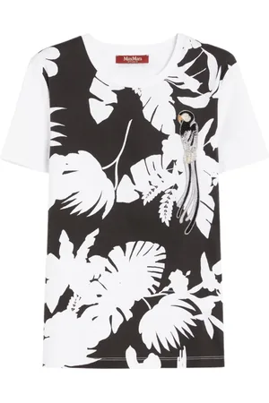 Max Mara Koszulki, Kobieta, Czarny, L, Stylowy top z czystej bawełny