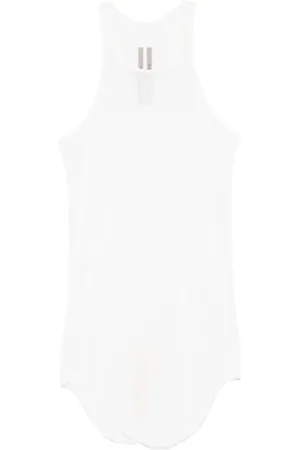Rick Owens Koszulki, Kobieta, Biały, S, Bawełna, Prążkowany Top na Ramiączkach