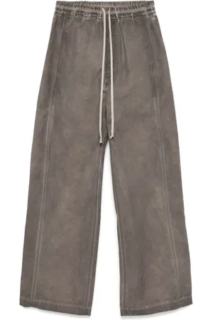 Rick Owens Spodnie, Mężczyzna, Szary, L, Spodnie Pusher Pył