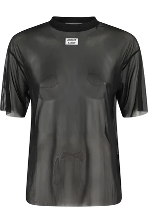 ERIKA CAVALLINI Koszulki, Kobieta, Czarny, XS, Koszulka z siateczki T-Shirt Cristina Czarna