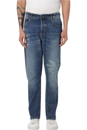 PT Torino Jeansy, Mężczyzna, Niebieski, W35, Denim, Tapered Denim Jeansy