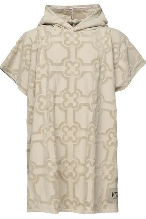 V°73 Stroje kąpielowe, Kobieta, Beżowy, ONE SIZE, Beżowy Płaszcz Plażowy z Logo
