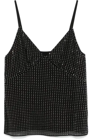 Michael Kors Koszulki, Kobieta, Czarny, L, Czarna Bluzka z kamieniami Rhinestone